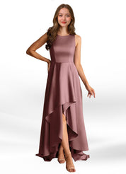 Augday Niles A-Line Trains Stretch Satin Dress
