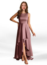 Augday Niles A-Line Trains Stretch Satin Dress