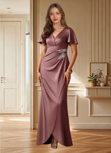 Augday Robins A-Line Pleated Stretch Satin Dress
