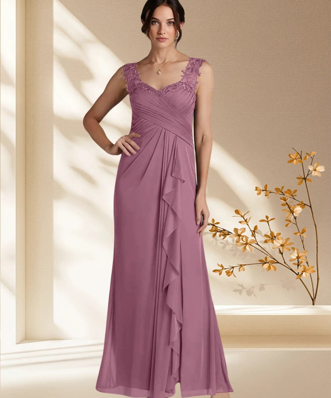 Augday Edelin A-Line Sweetheart Neckline Pleated Mesh Dress