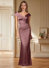 Augday Ludlow Mermaid Pleated Stretch Satin Dress