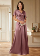 Augday Emmeline A-Line Pleated Stretch Satin Dress