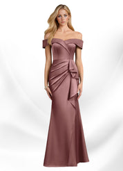 Augday Laredo Mermaid Off the Shoulder Stretch Satin Dress