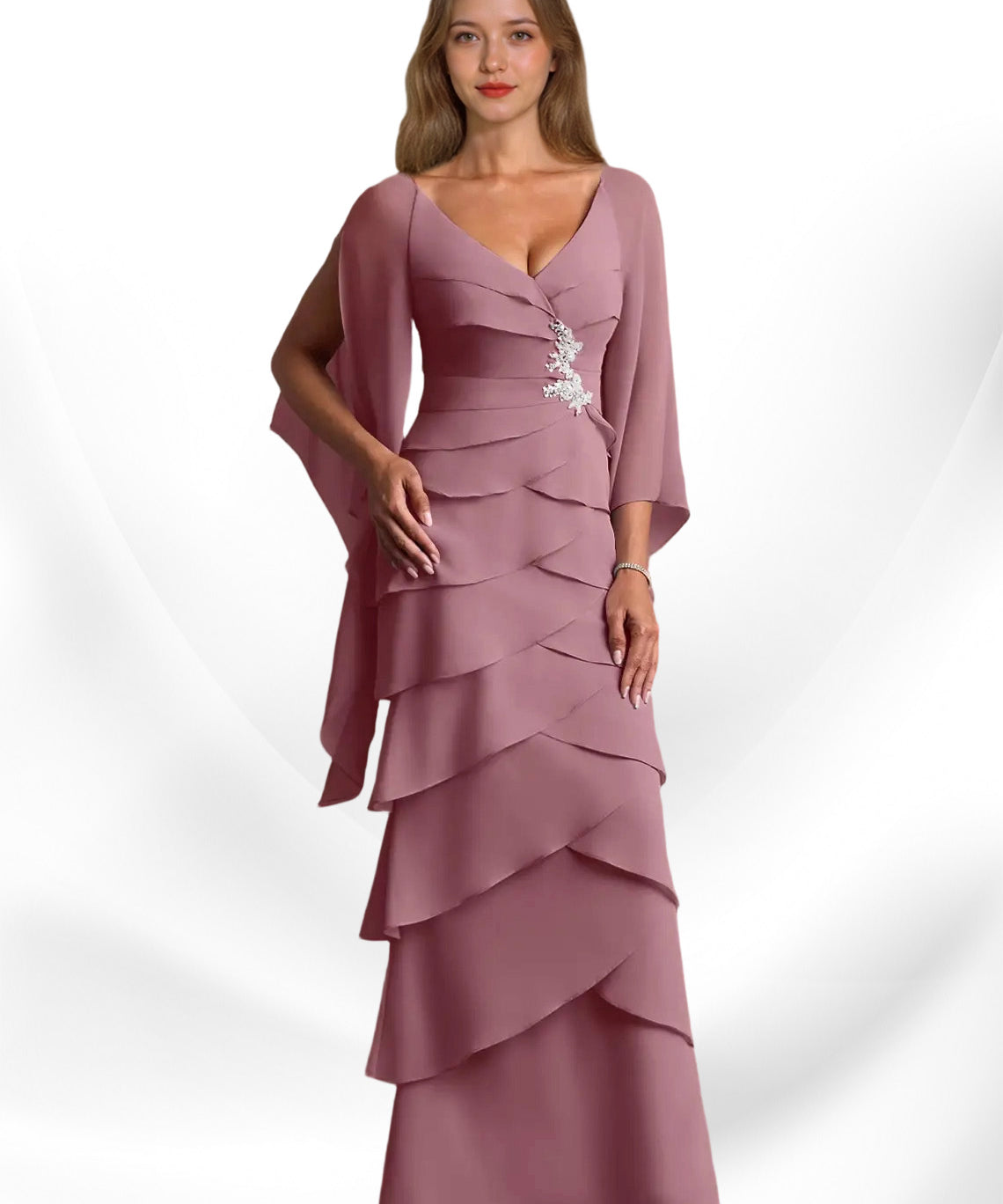 Augday Arabinda Sheath Ruched Chiffon Dress
