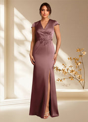 Augday Rilda Sheath Lace Stretch Satin Dress