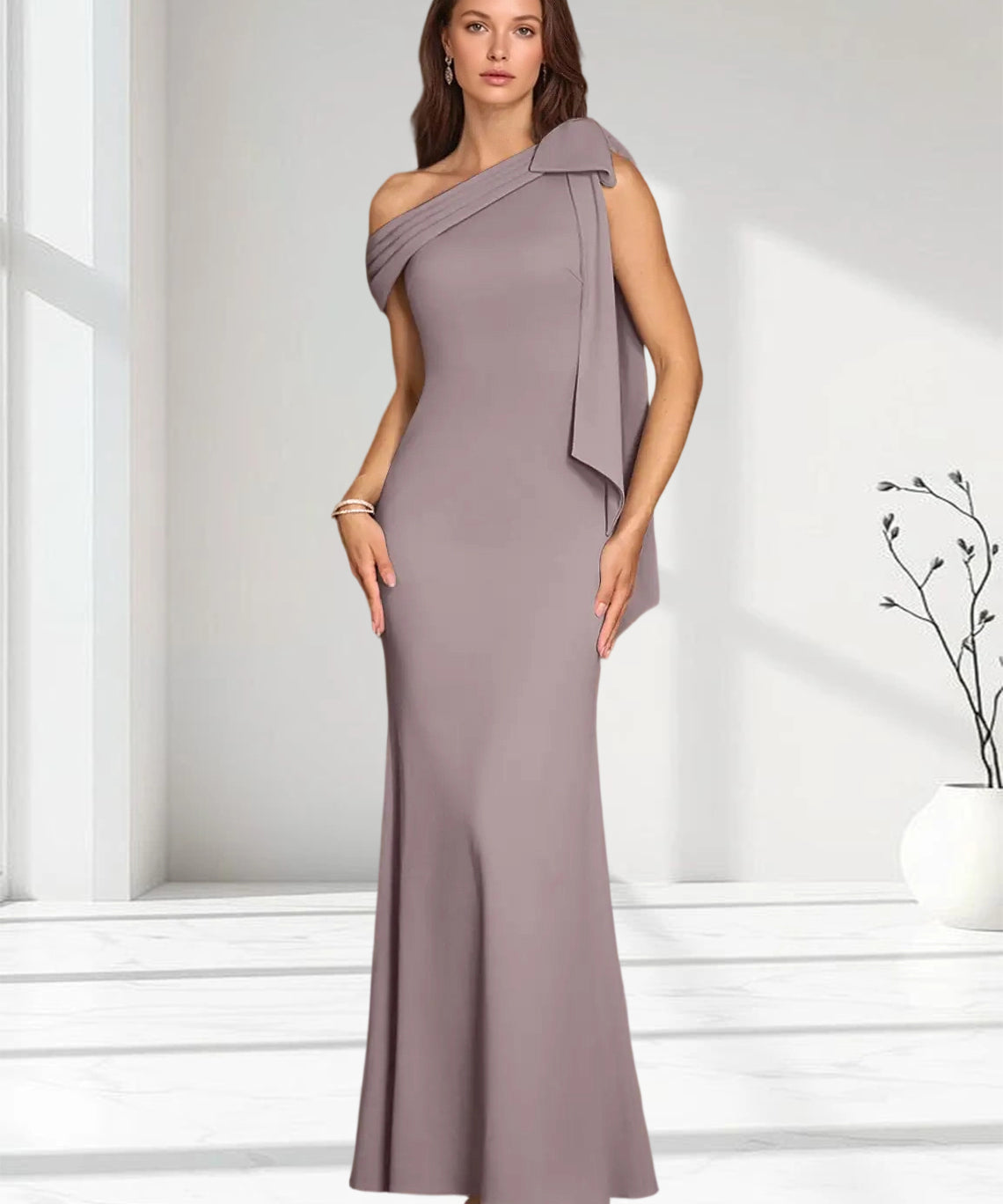 Augday Myers Mermaid Pleated Stretch Crepe Dress