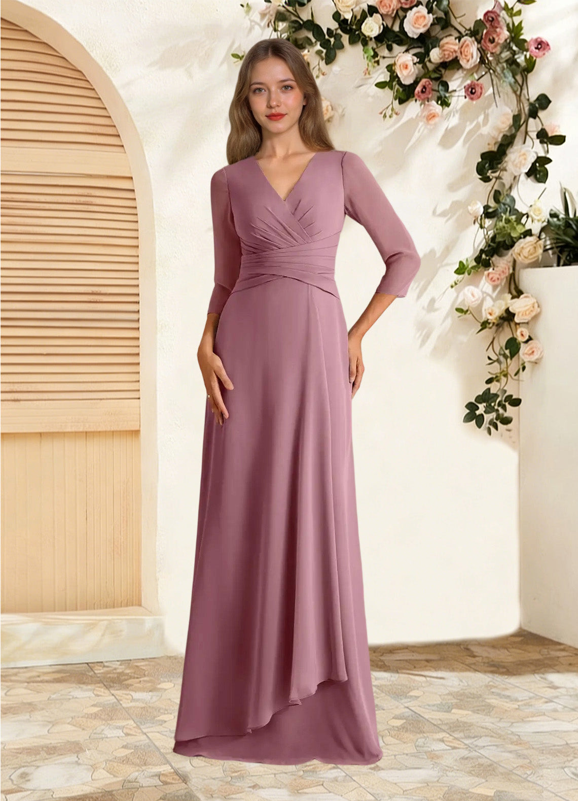 Augday Mayfield A-Line Pleated Chiffon Dress