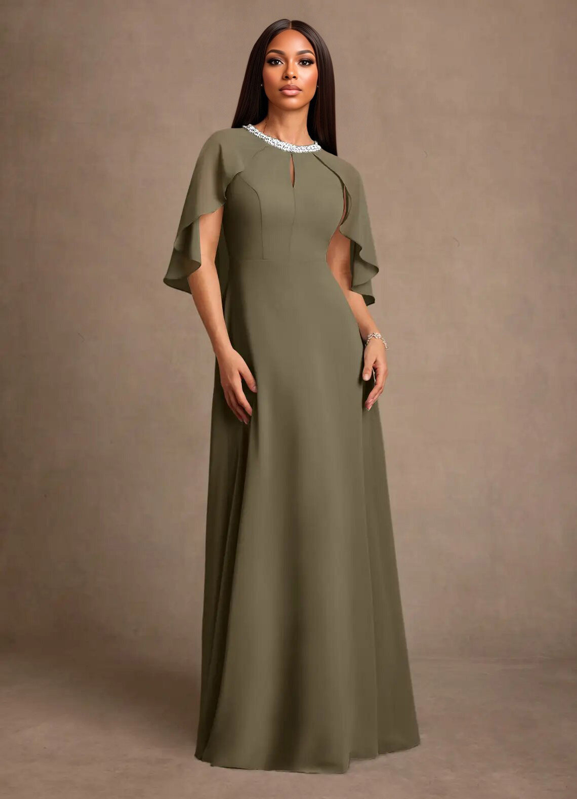 Augday Winnifred A-Line Beaded Chiffon Dress