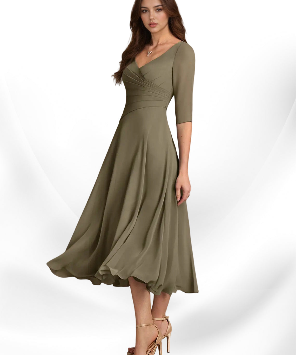 Augay Durant A-Line Pleated Chiffon Dress