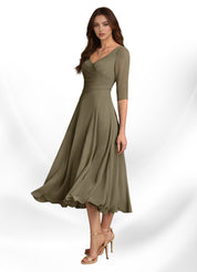 Augay Durant A-Line Pleated Chiffon Dress