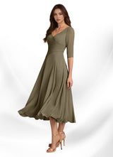 Augay Durant A-Line Pleated Chiffon Dress