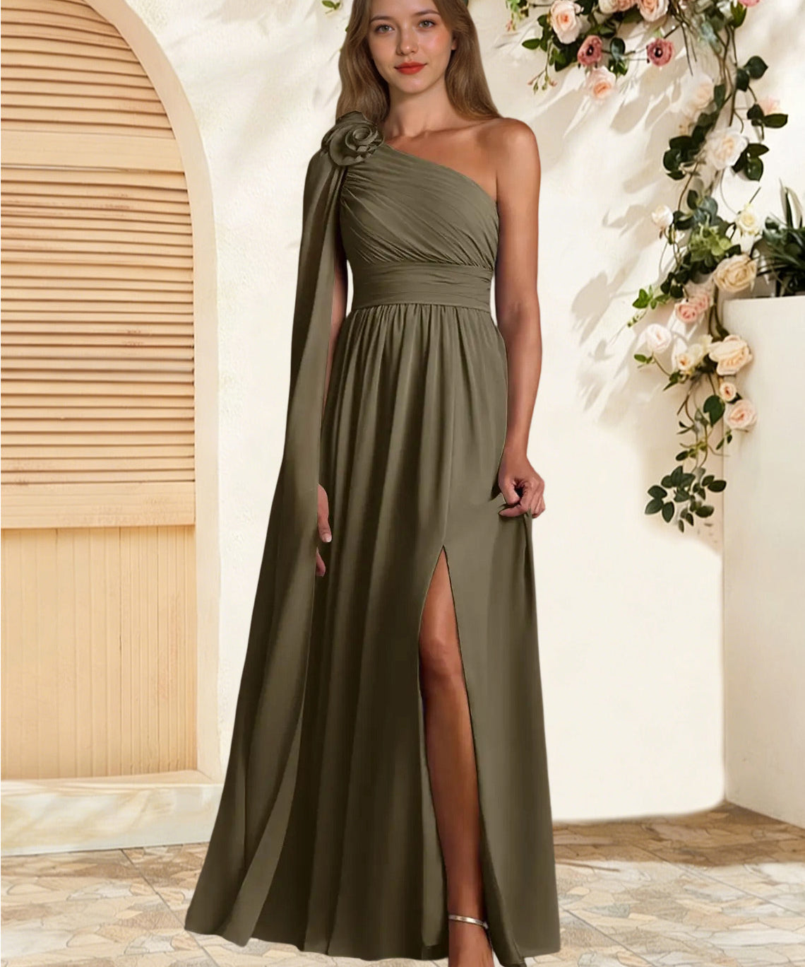 Augday Lancaster A-Line One Shoulder Chiffon Dress