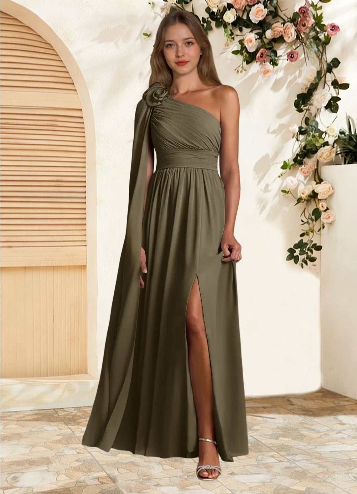 Augday Lancaster A-Line One Shoulder Chiffon Dress