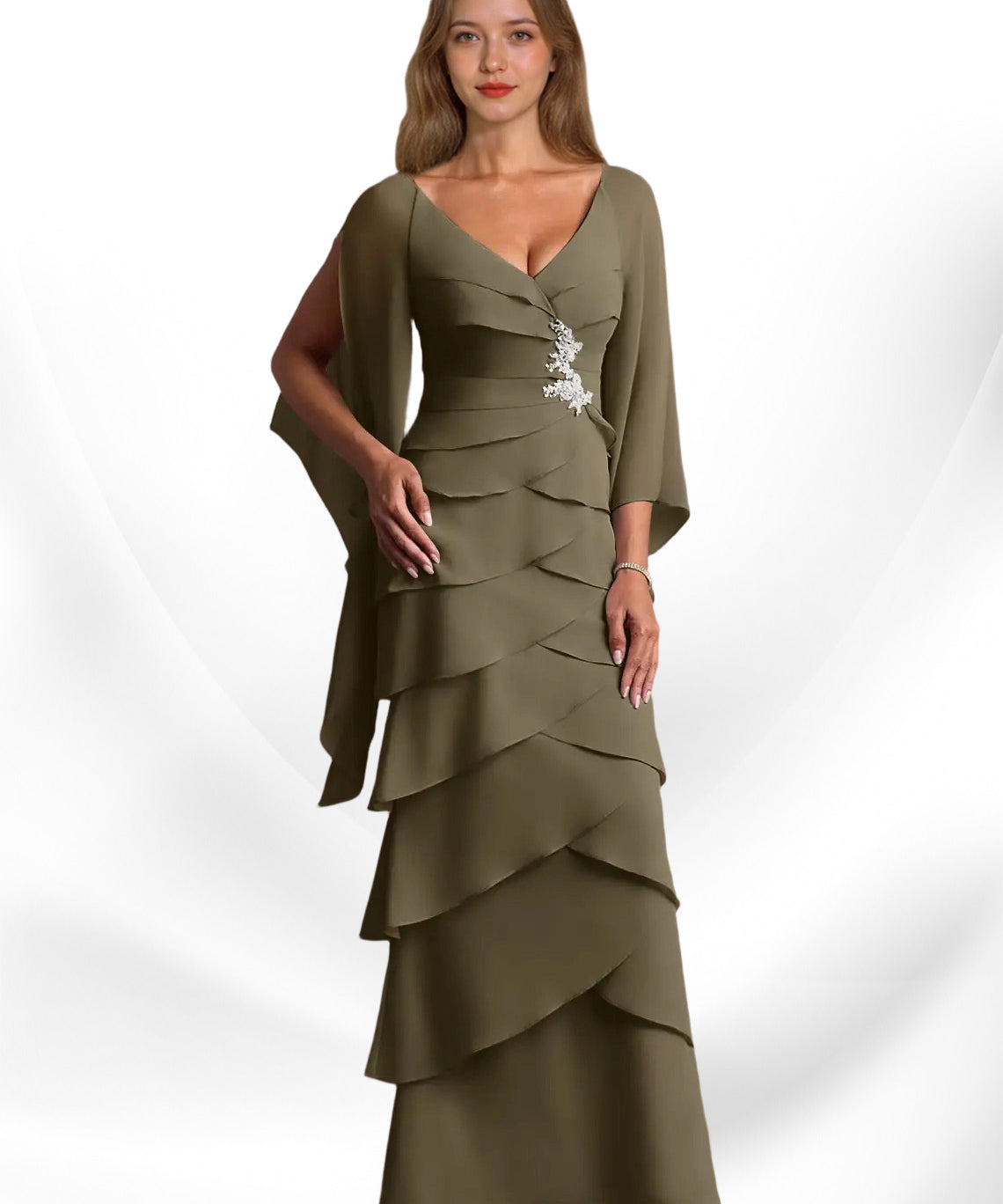 Augday Arabinda Sheath Ruched Chiffon Dress