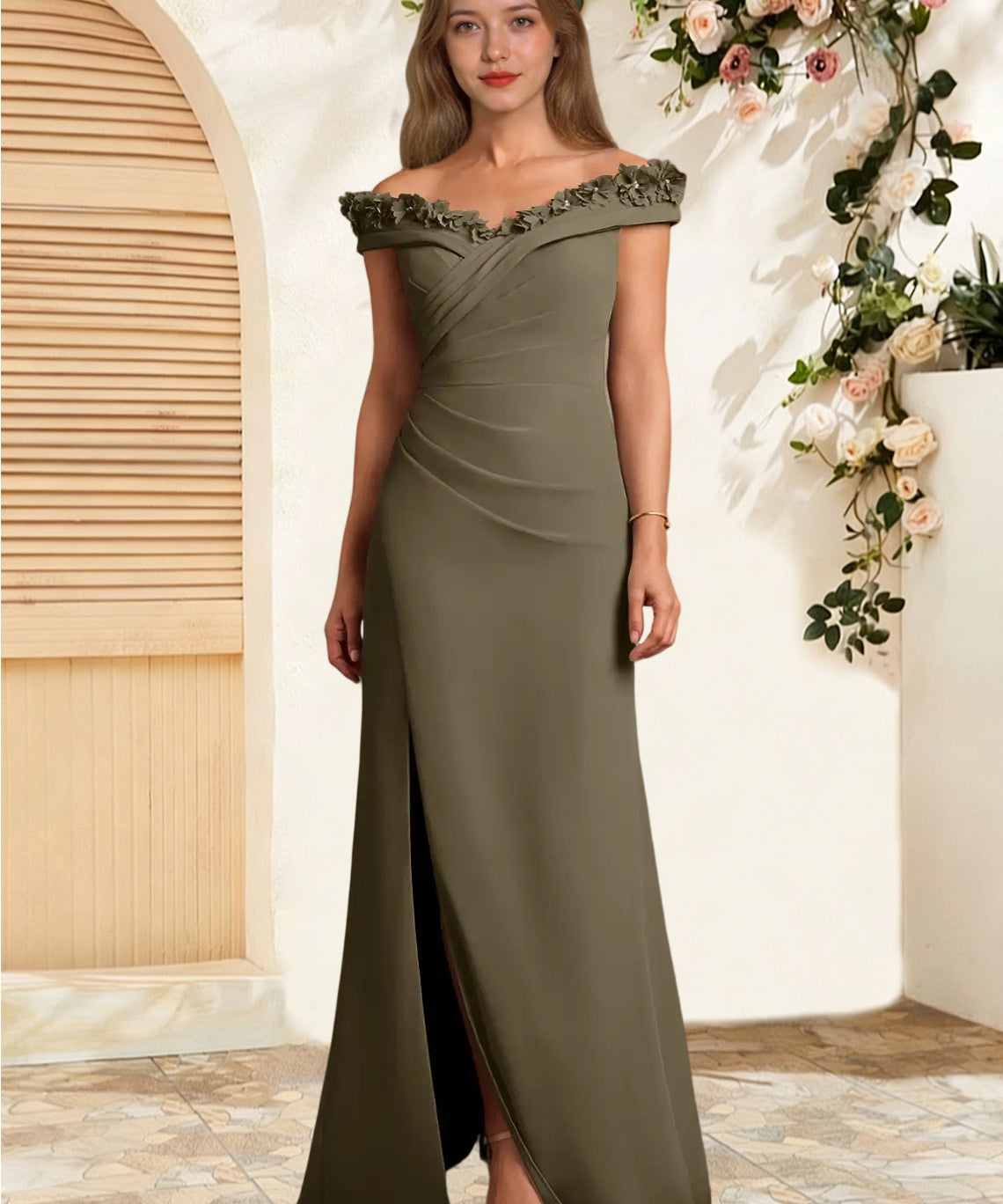 Augday Jettie Sheath Pleated Chiffon Dress