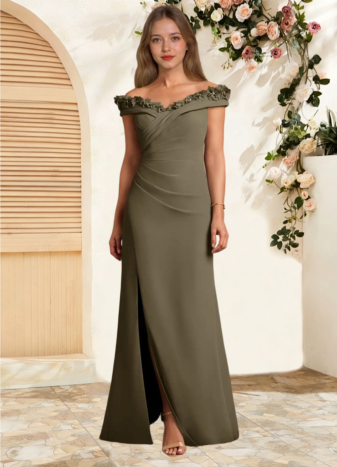 Augday Jettie Sheath Pleated Chiffon Dress