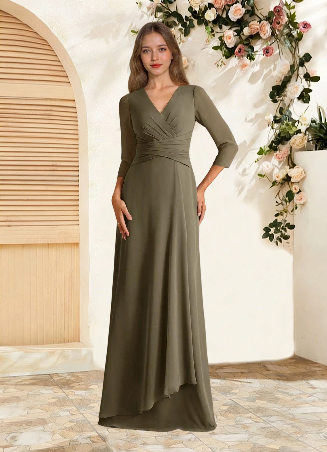 Augday Mayfield A-Line Pleated Chiffon Dress