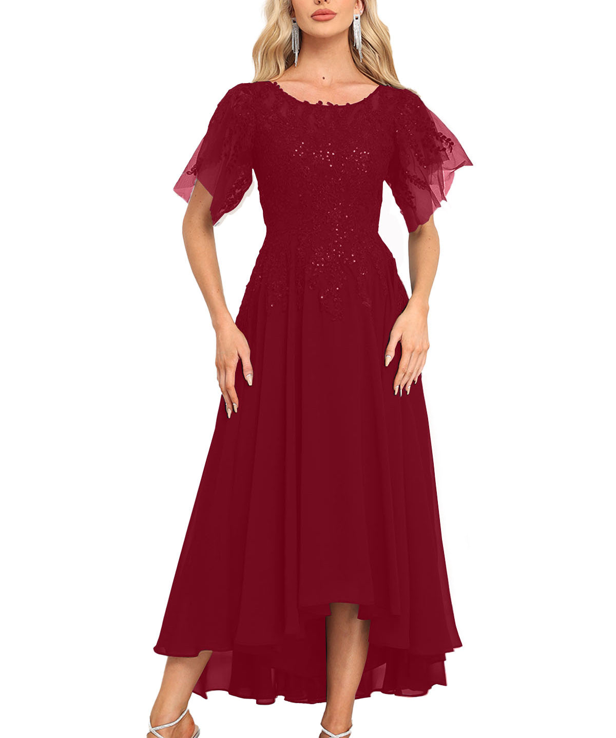 Augday Chiffon Lace Sequins Mother of the Bridesmaid Dresses