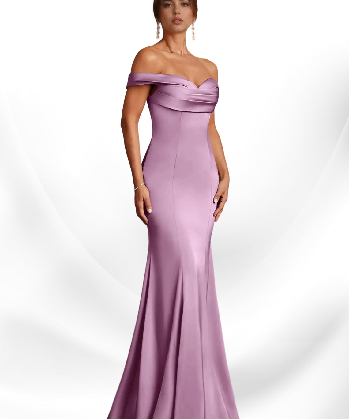 Augday  Mermaid Off the Shoulder Stretch Satin Dress