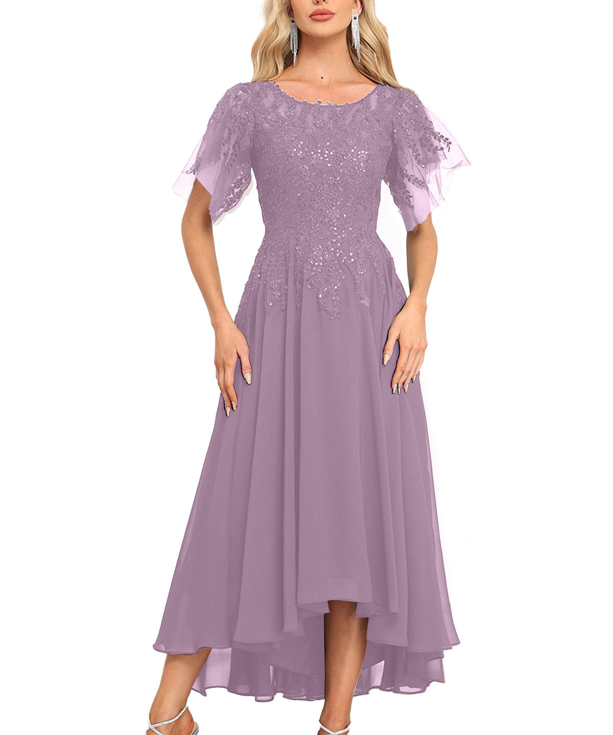 Augday Chiffon Lace Sequins Mother of the Bridesmaid Dresses