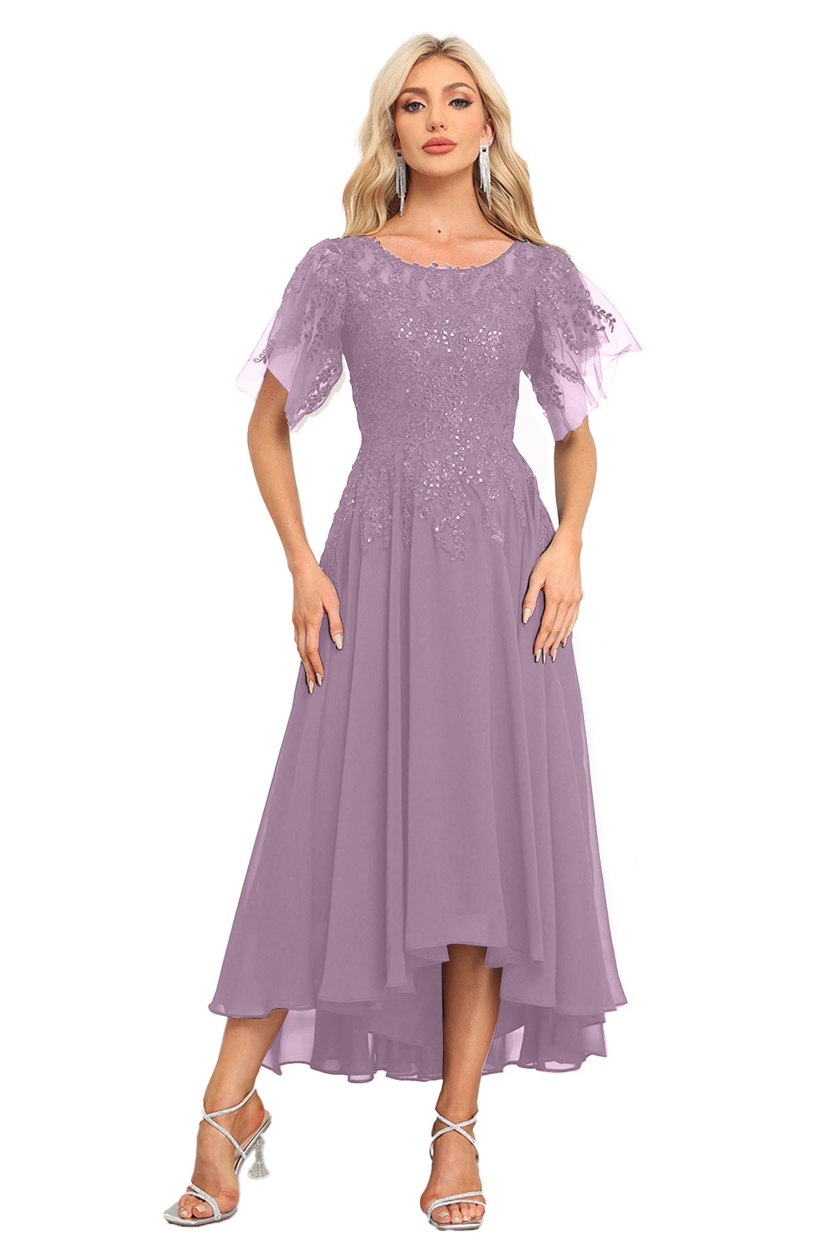 Augday Chiffon Lace Sequins Mother of the Bridesmaid Dresses