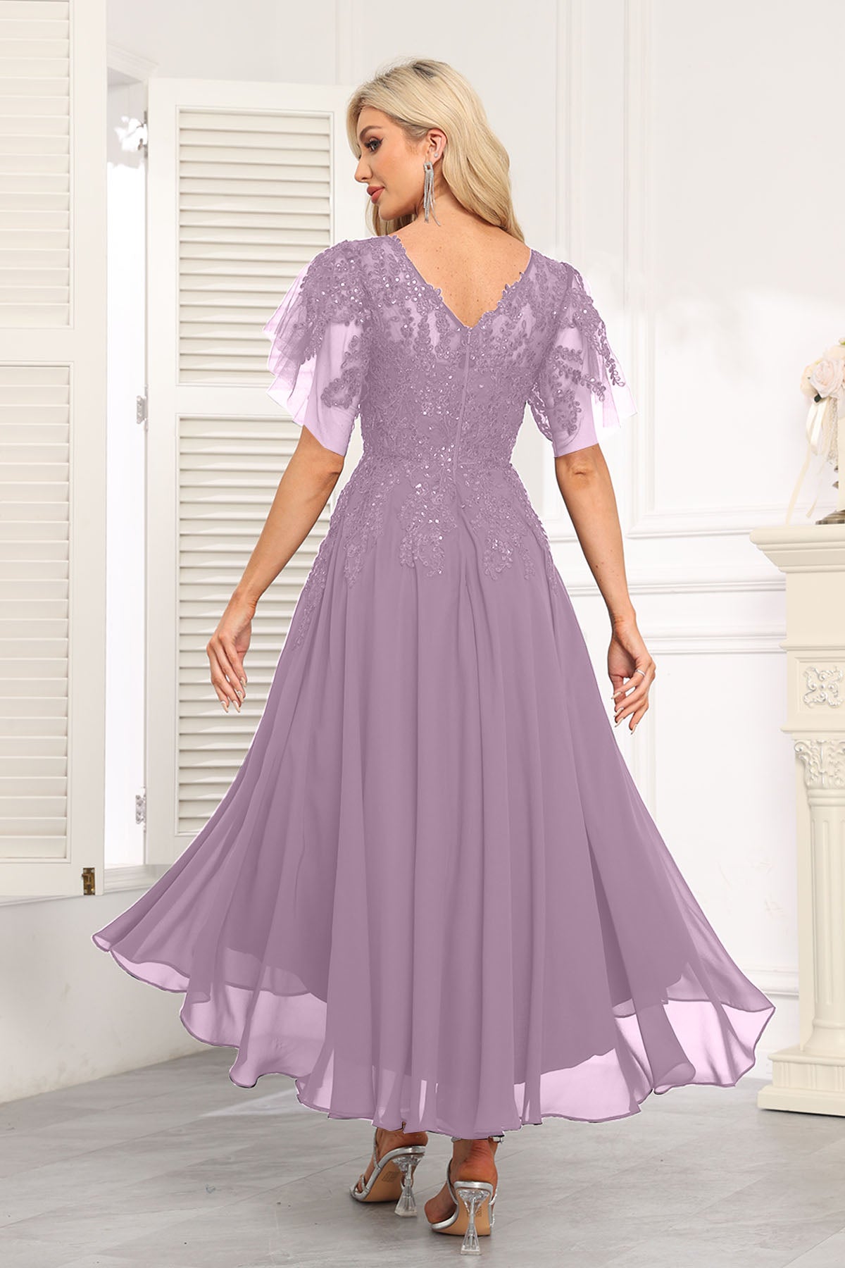 Augday Chiffon Lace Sequins Mother of the Bridesmaid Dresses