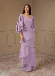 Augday OHara A-Line V-Neck Chiffon Dress