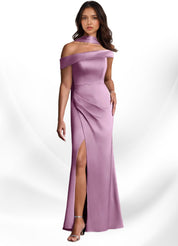 Augday Kamala Sheath One Shoulder Stretch Satin Dress