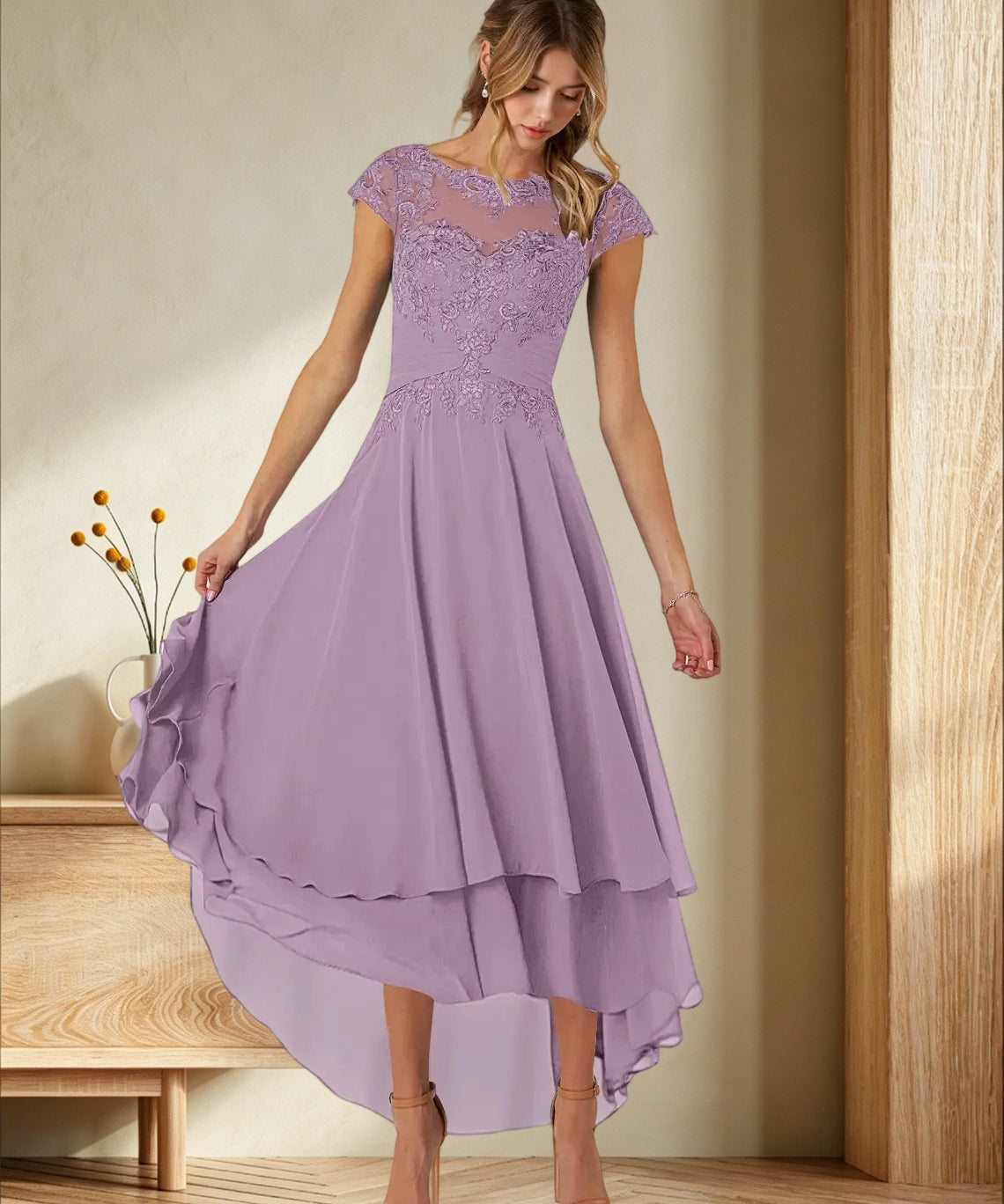 Augday Shonda Lace Chiffon Dress