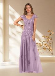 Augday Romy Mermaid V-Neck Sequins Tulle Dress