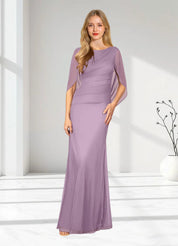 Augday Belladonna Mermaid Scoop Pleated Mesh Dress