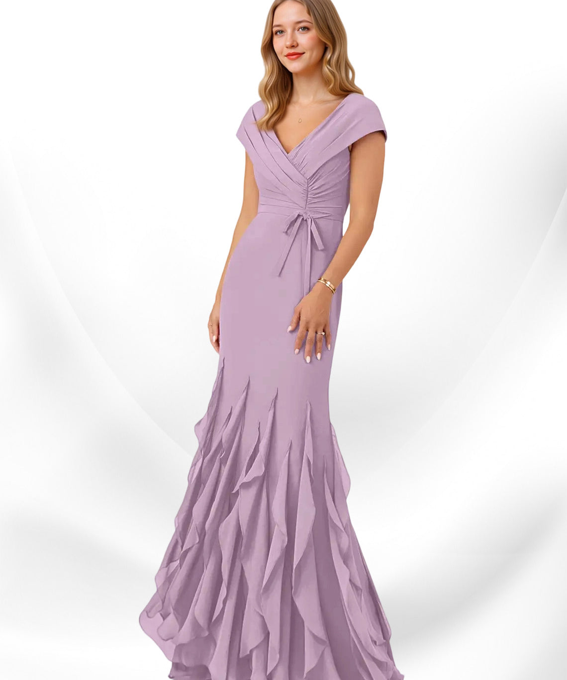 Augday Bailora Mermaid Ruched Chiffon Dress