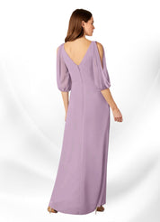 Augday Bronwyn A-Line V-Neck Ruched Chiffon Dress