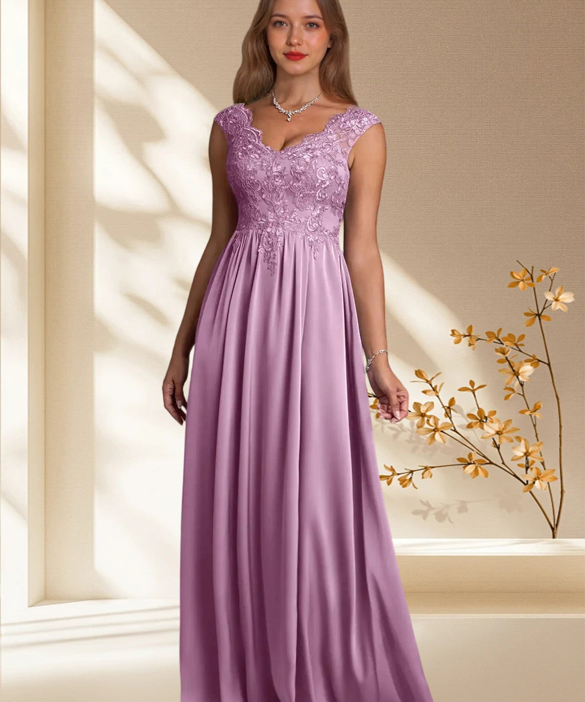 Augday Amethyst A-Line Lace Dress