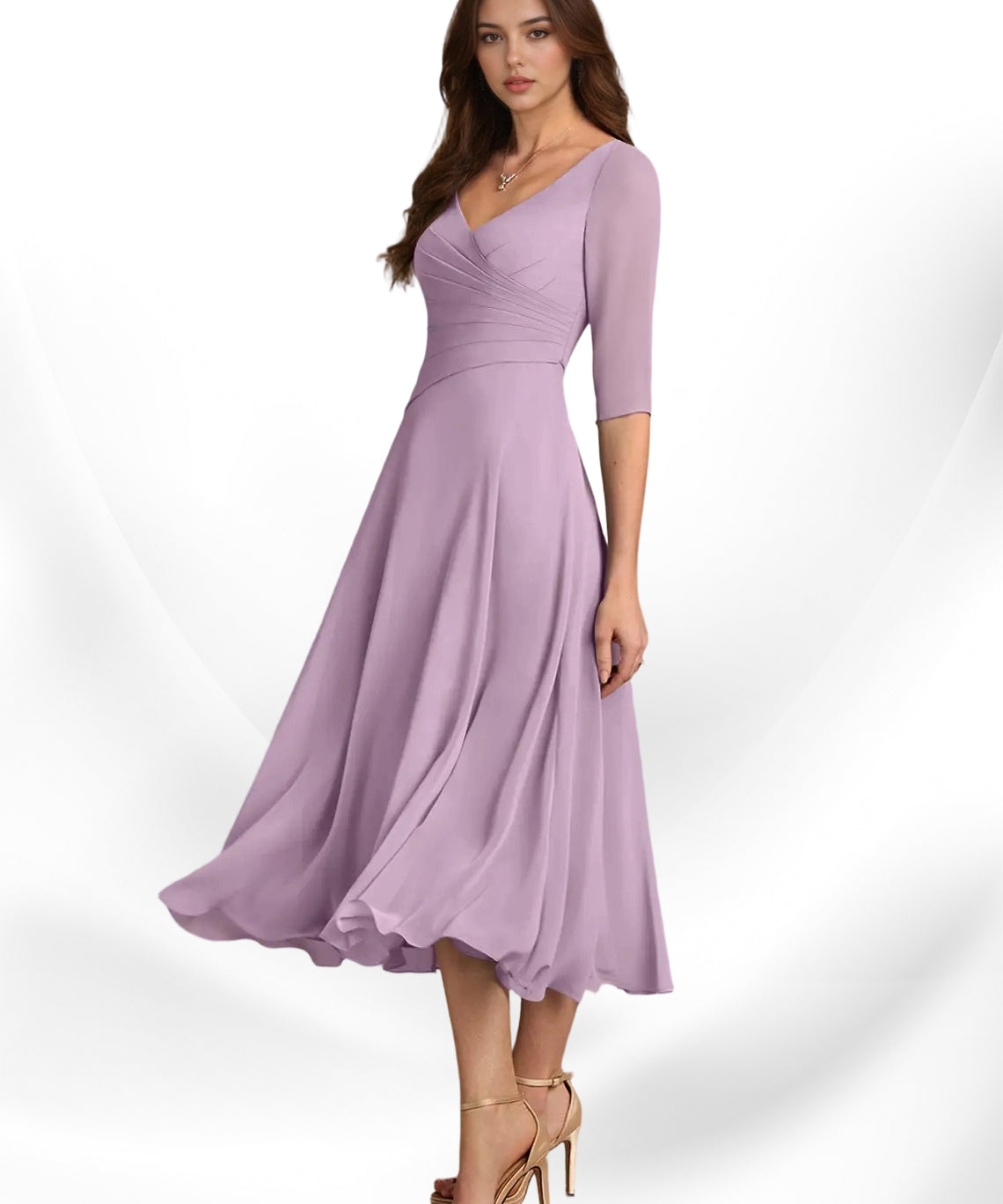 Augay Durant A-Line Pleated Chiffon Dress
