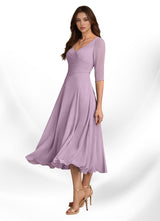 Augay Durant A-Line Pleated Chiffon Dress