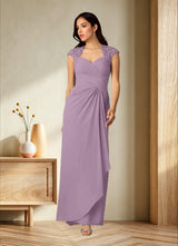 Augday Birdie A-Line Queen Anne Sequins Chiffon Dress