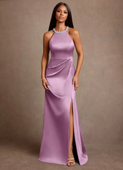 Augday Lawrence A-Line Pleated Stretch Satin Dress