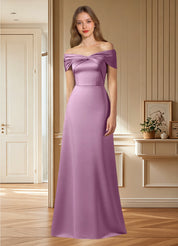 Augday Amelia A-Line Off the Shoulder Stretch Satin Dress