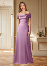 Augday Amelia A-Line Off the Shoulder Stretch Satin Dress