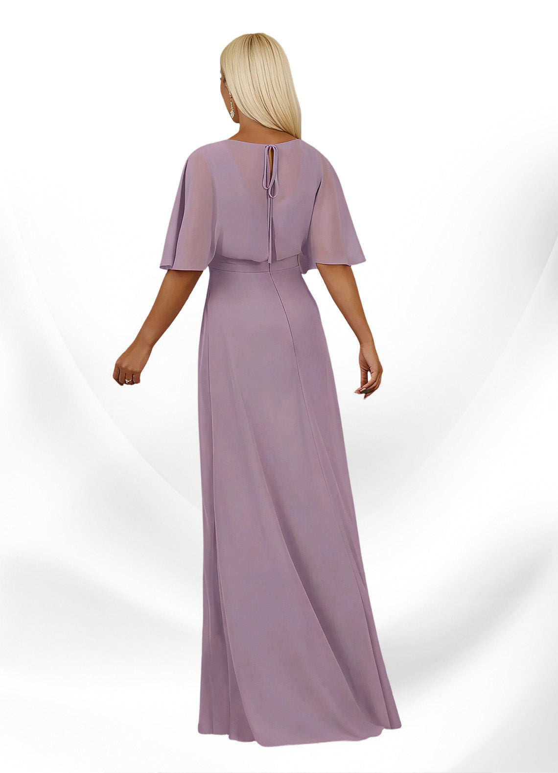 Augday Oksana A-Line V-Neck Pleated Chiffon Dress