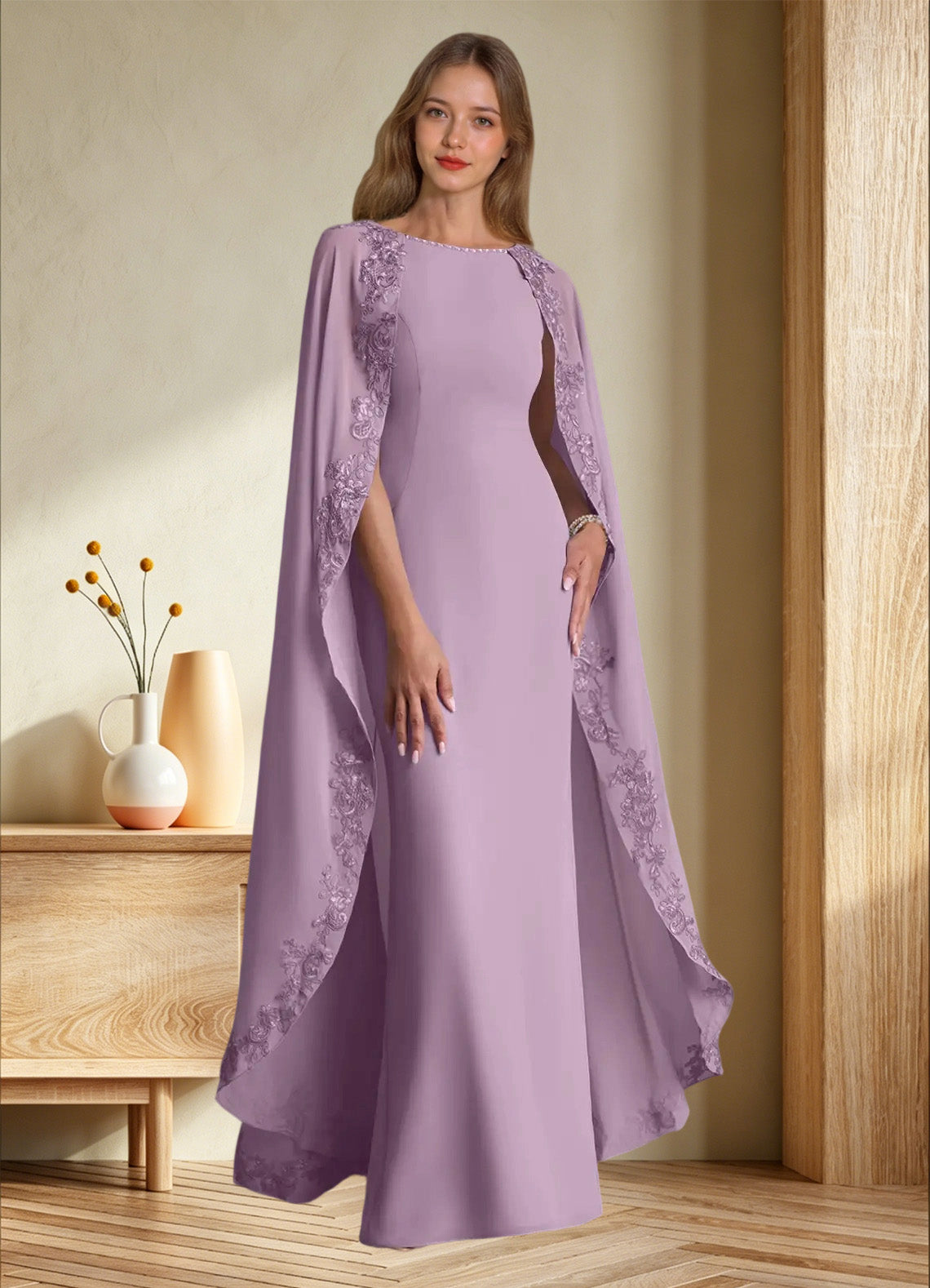 Augday Artemisia Sheath Lace Chiffon Dress