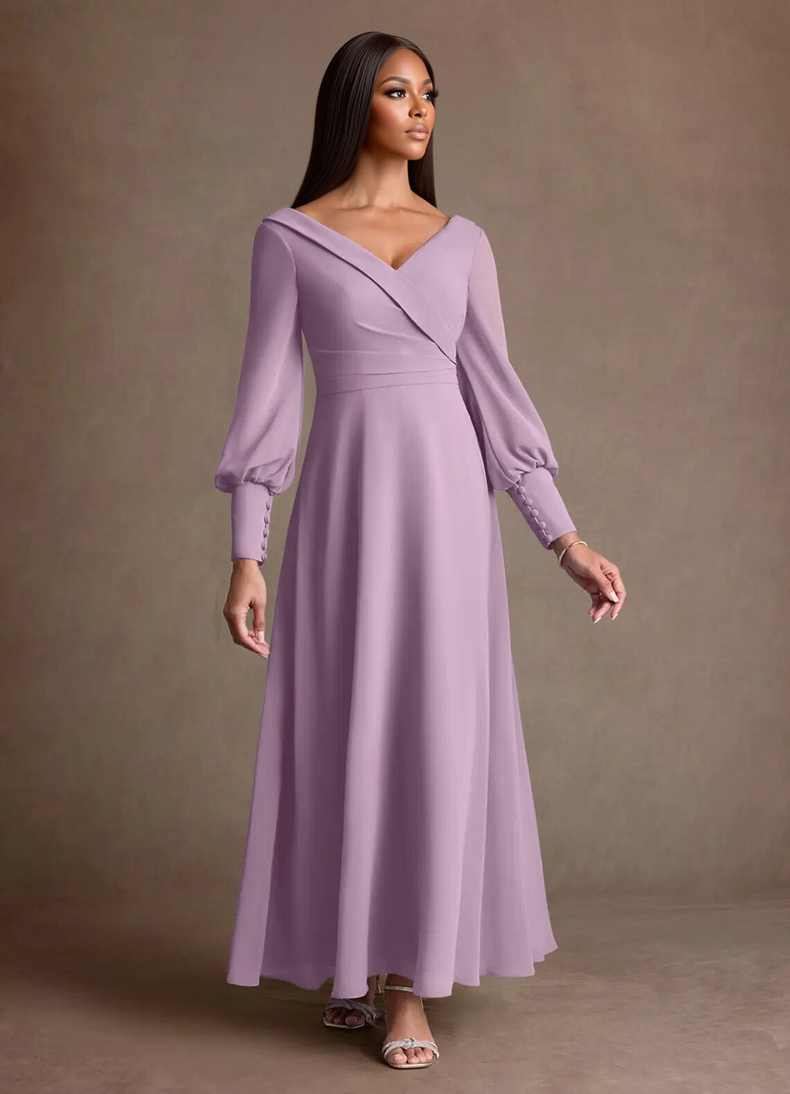 Augday Paterson A-Line Pleated Chiffon Dress