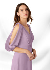 Augday Bronwyn A-Line V-Neck Ruched Chiffon Dress
