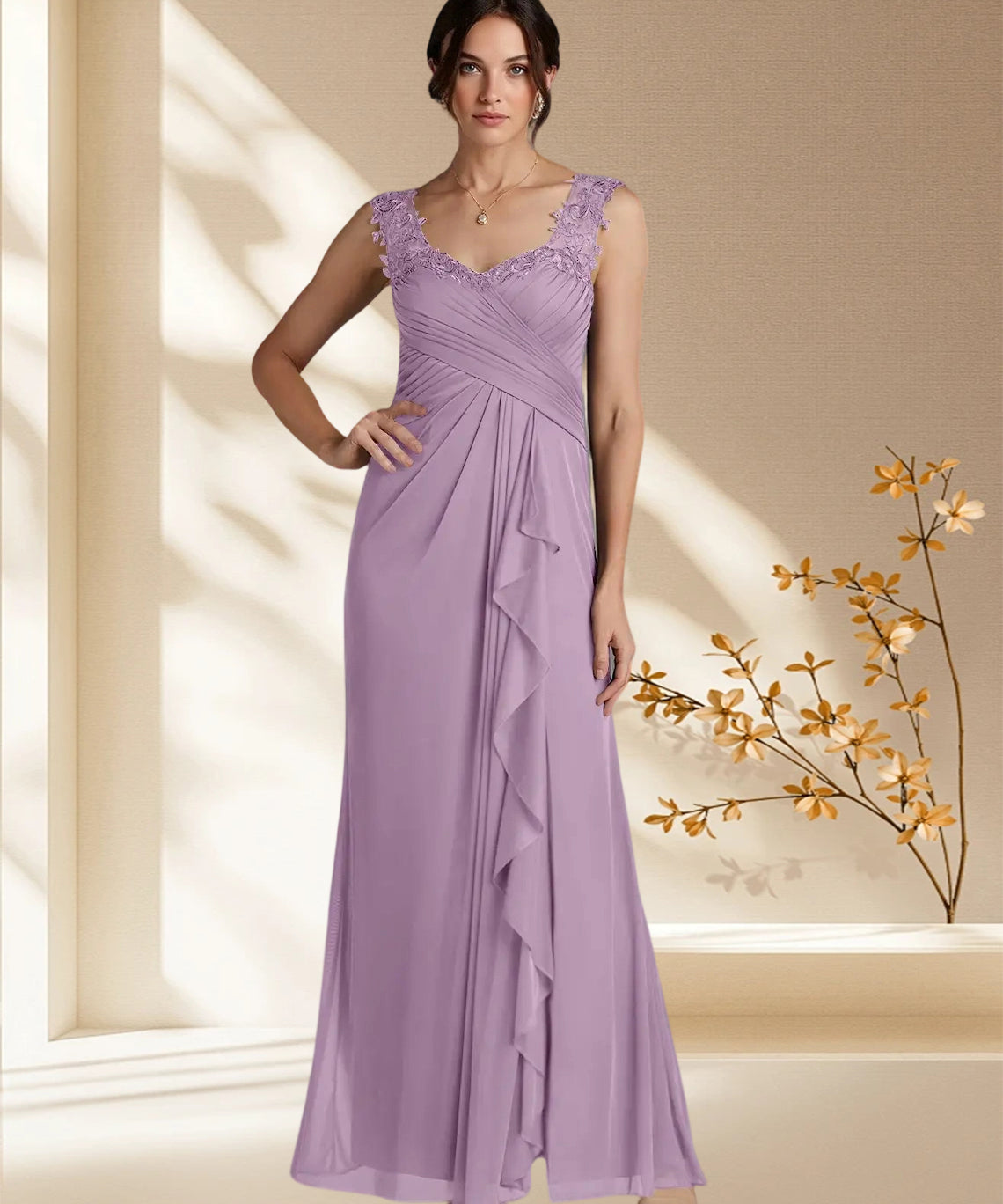 Augday Edelin A-Line Sweetheart Neckline Pleated Mesh Dress