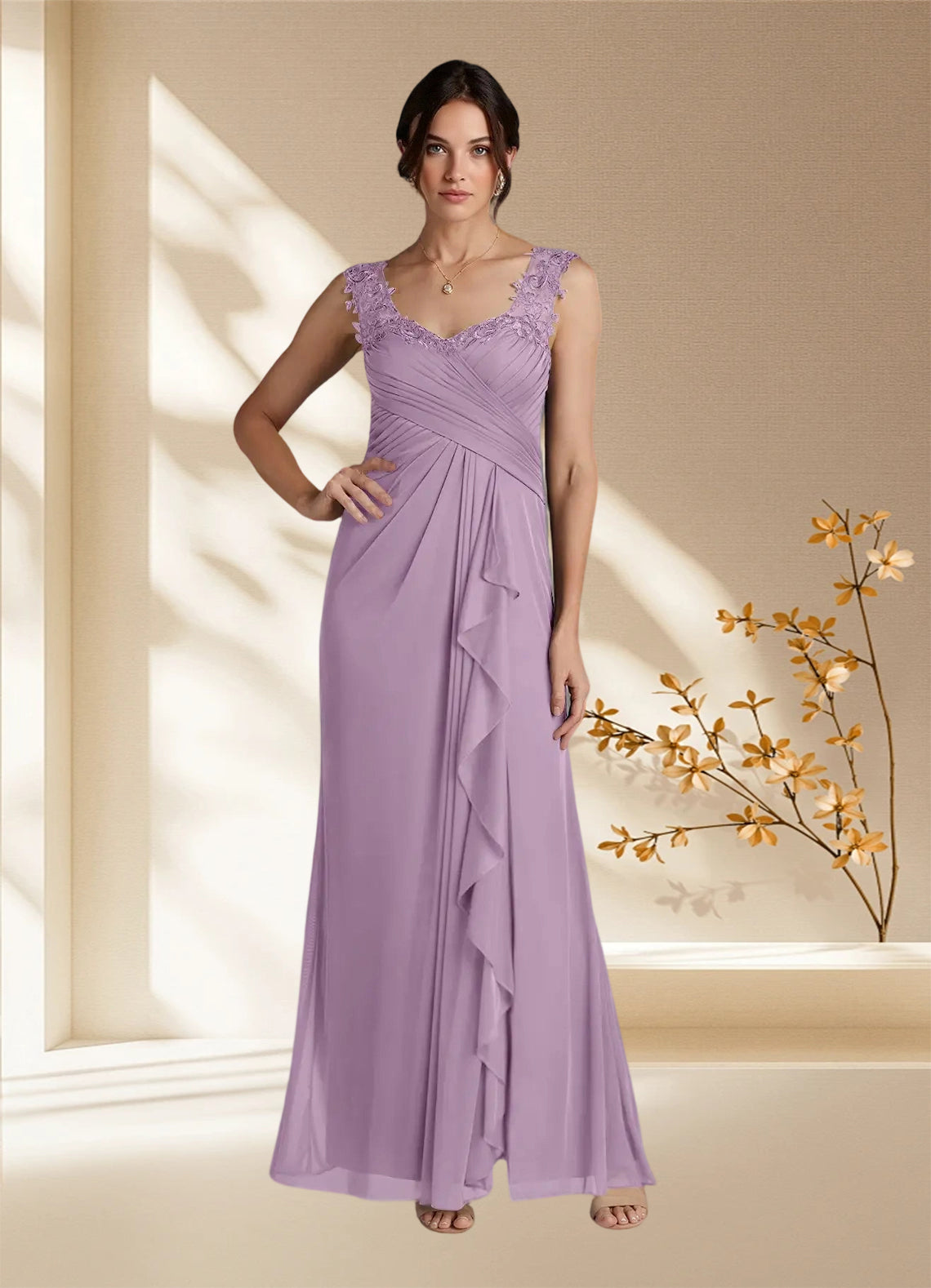 Augday Edelin A-Line Sweetheart Neckline Pleated Mesh Dress