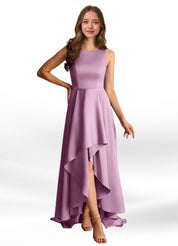 Augday Niles A-Line Trains Stretch Satin Dress