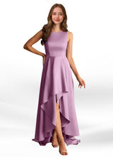 Augday Niles A-Line Trains Stretch Satin Dress