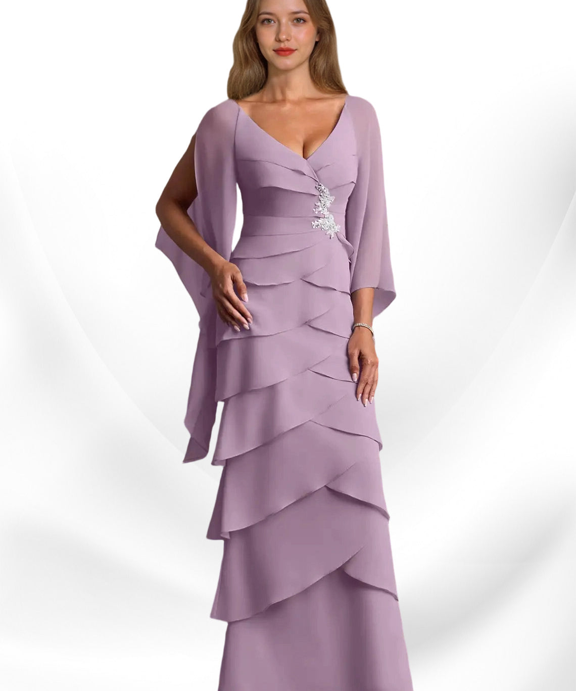 Augday Arabinda Sheath Ruched Chiffon Dress