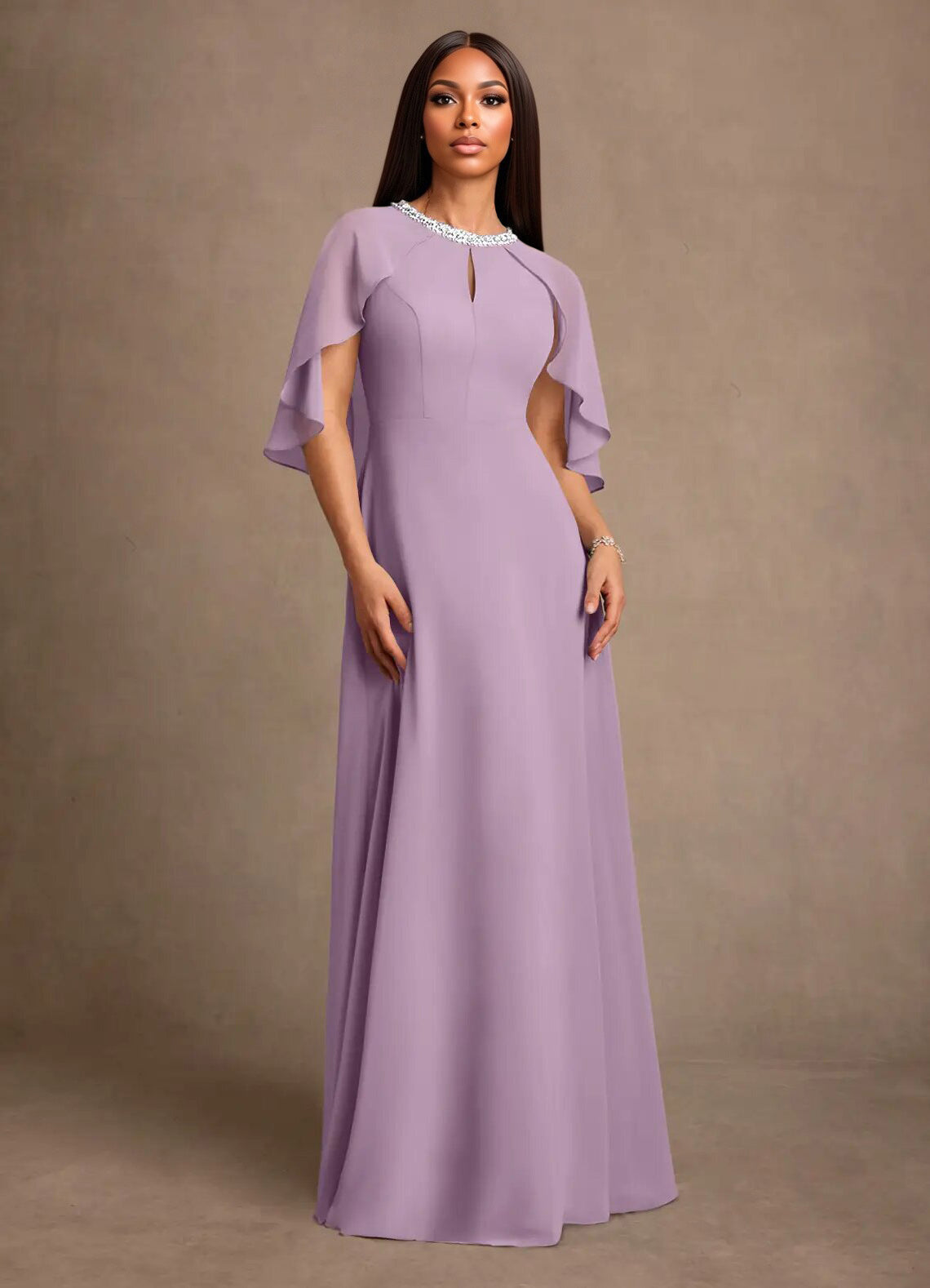 Augday Winnifred A-Line Beaded Chiffon Dress